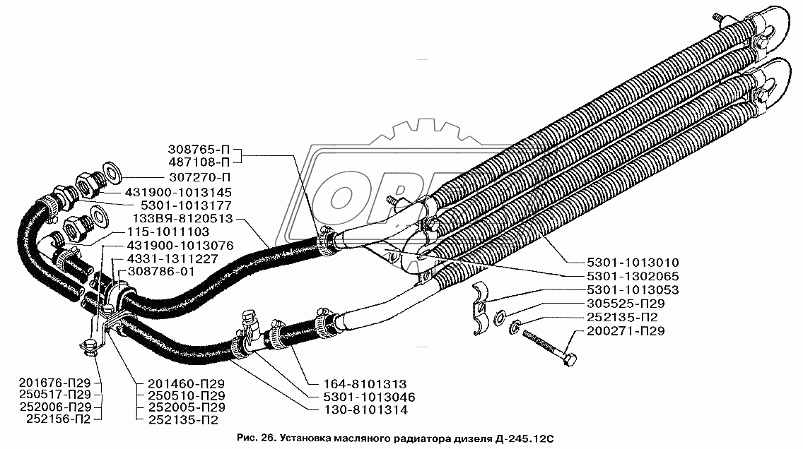 Установка масляного радиатора дизеля Д-245.12С