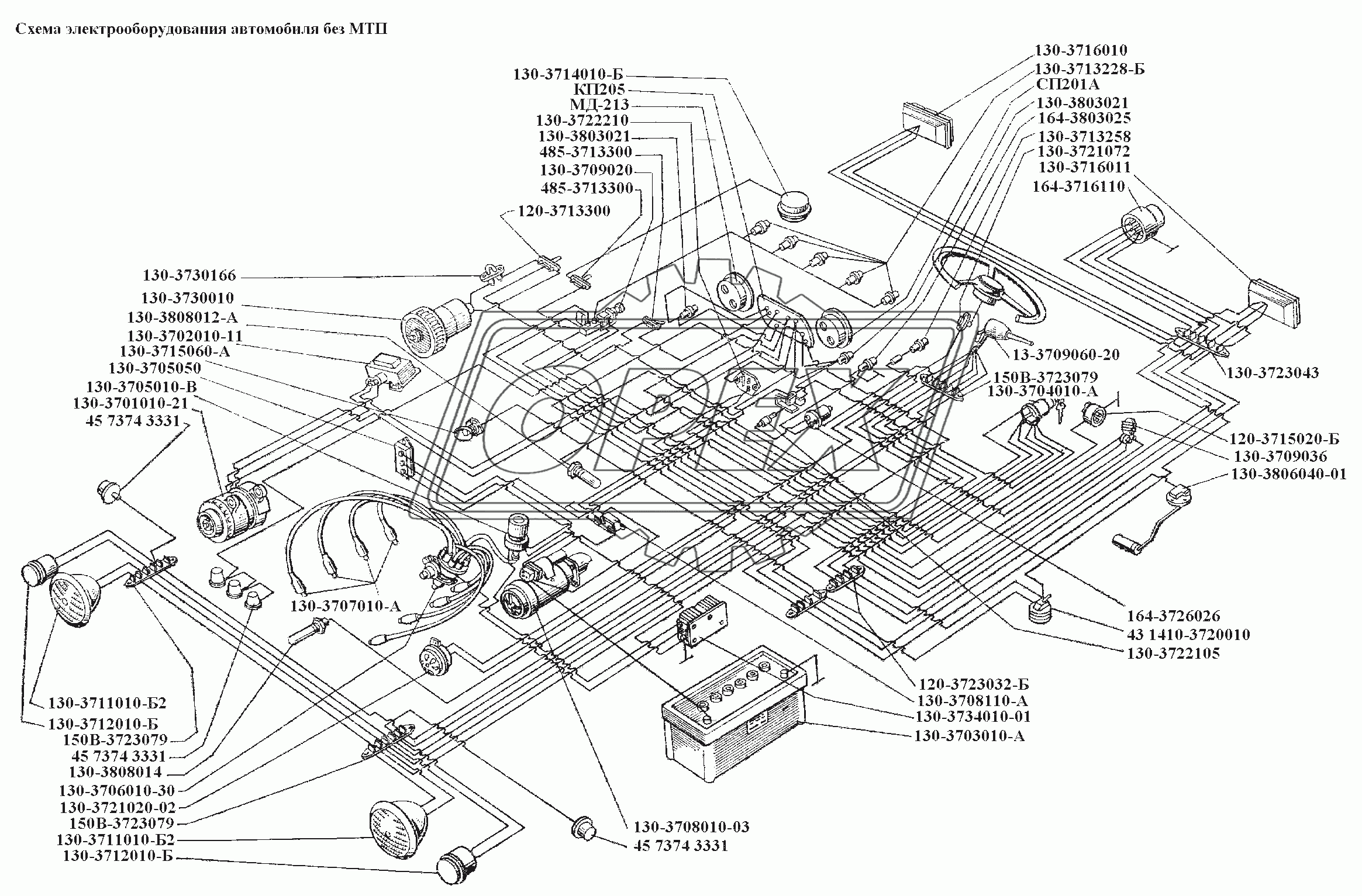 Электрооборудование\Схема электрооборудования автомобиля без МТП