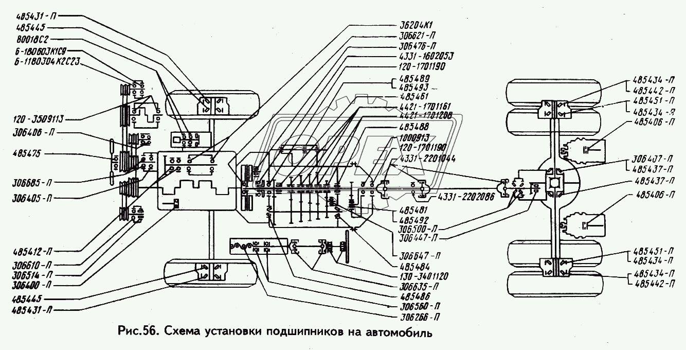 Схема установки подшипников