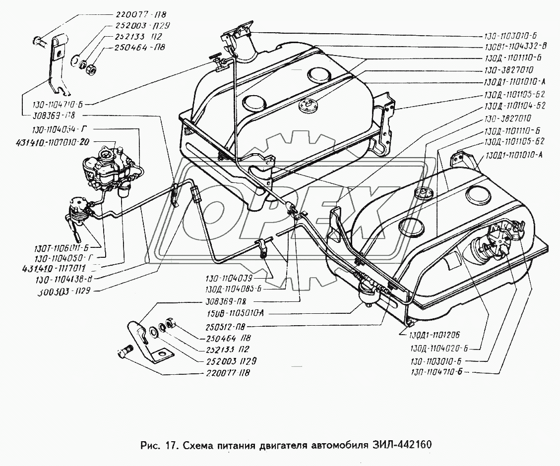 Схема питания двигателя автомобиля ЗИЛ-442160