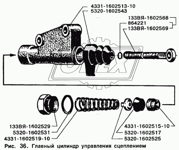 Главный цилиндр управления сцеплением