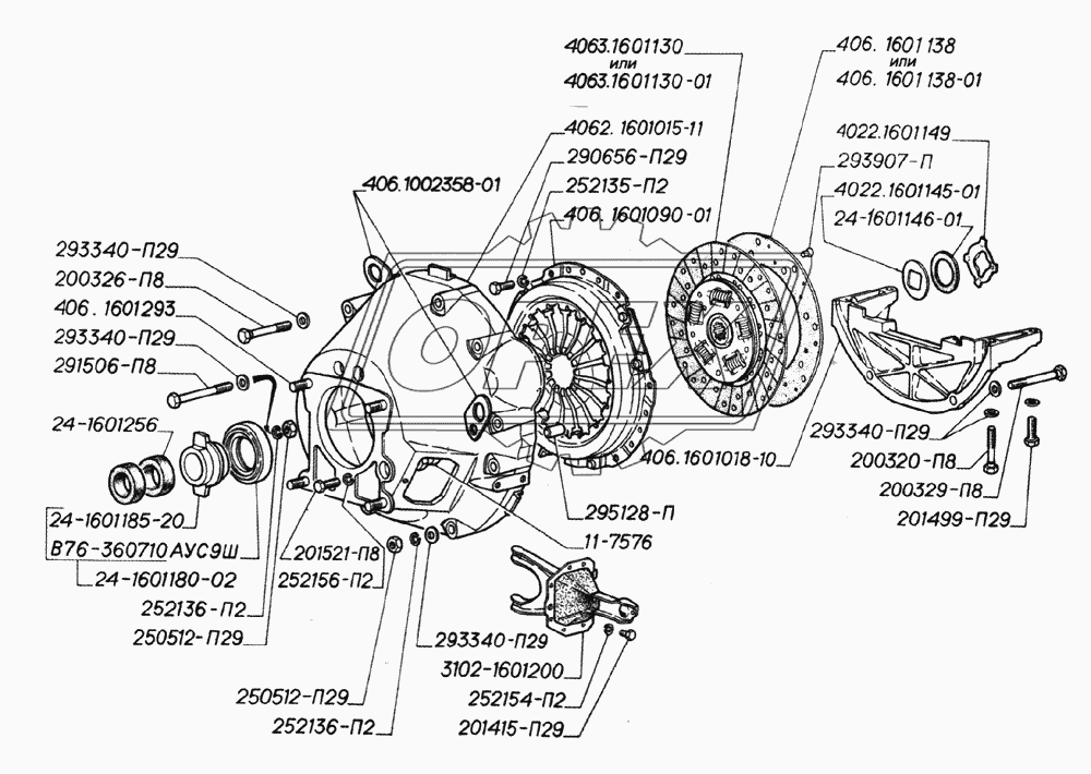 Сцепление двигателй ЗМЗ-406