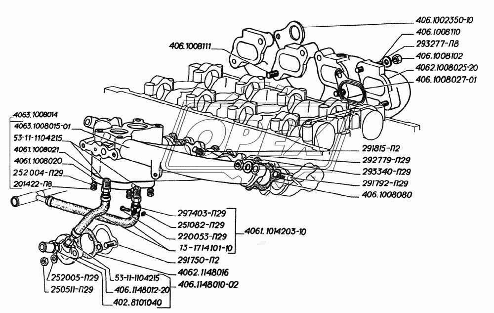 Газопровод двигателей ЗМЗ-406