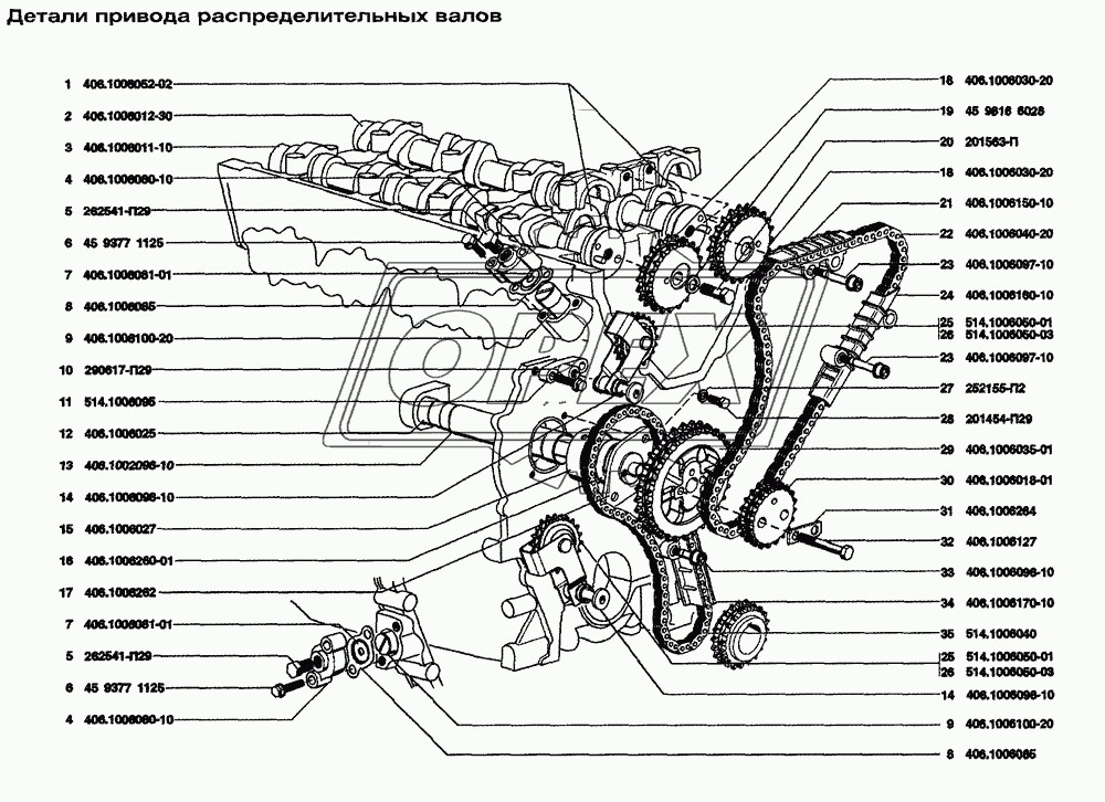 Детали привода распределительных валов