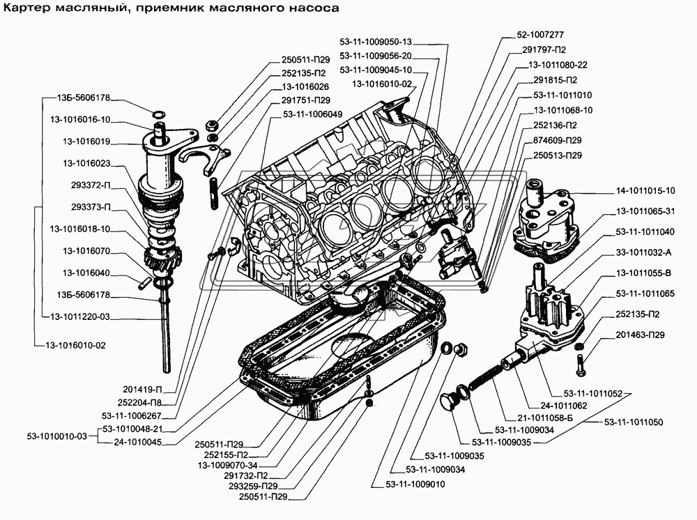 Насос масляный, картер масляный