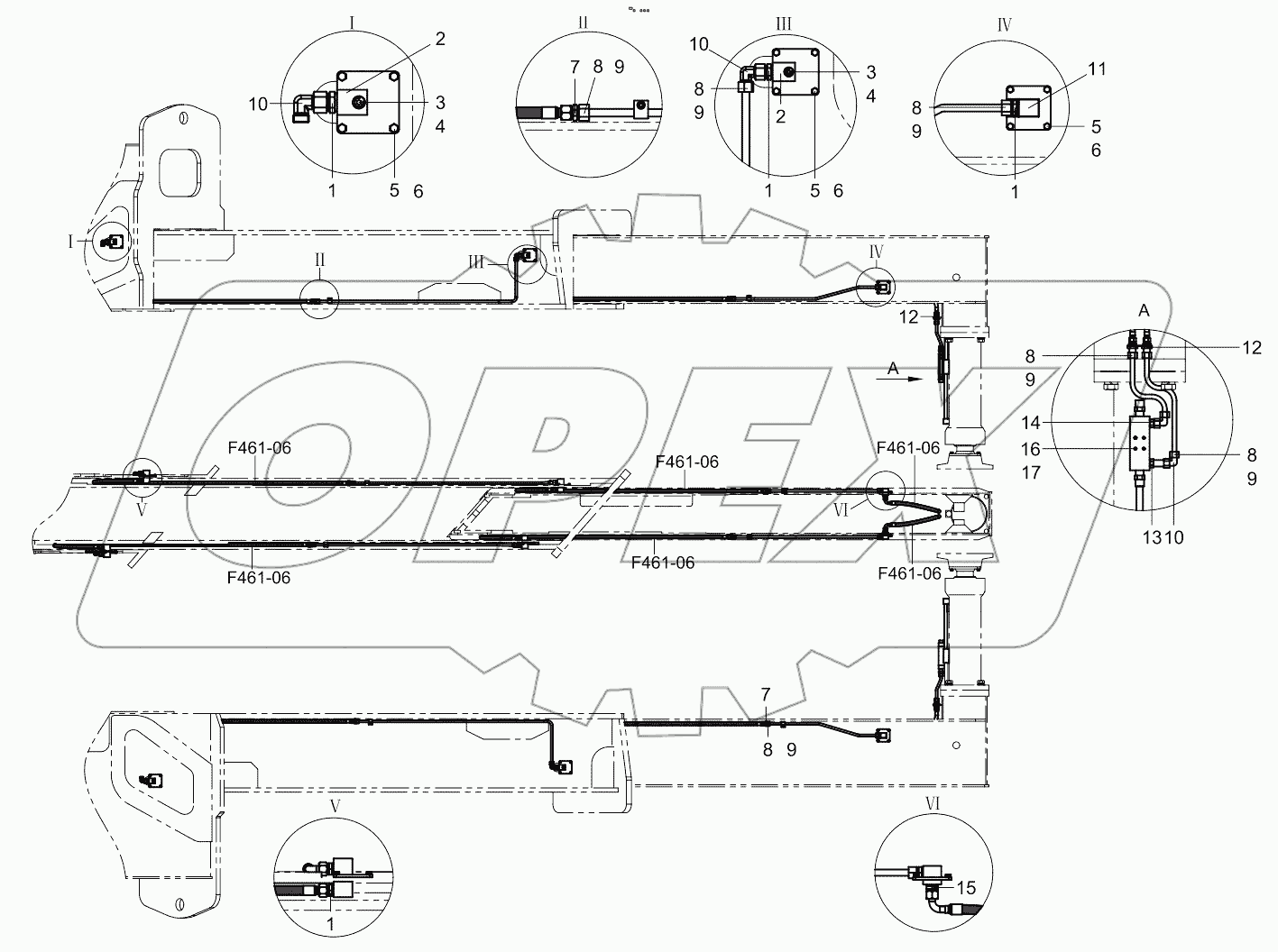  Pipelaying of front right outrigger 001619157A0103000