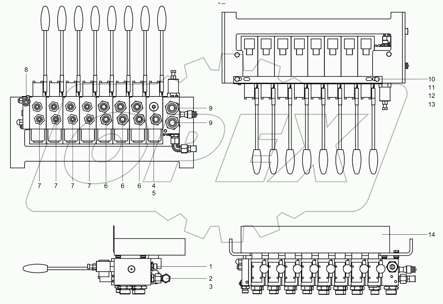  Multi-valve of placing boom assembly 001619049A0000600