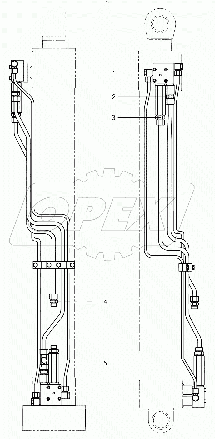  5th boom cylinder piping 001621249A0010000