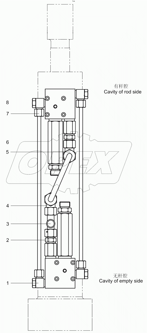  6th boom cylinder piping 001621249A0011000