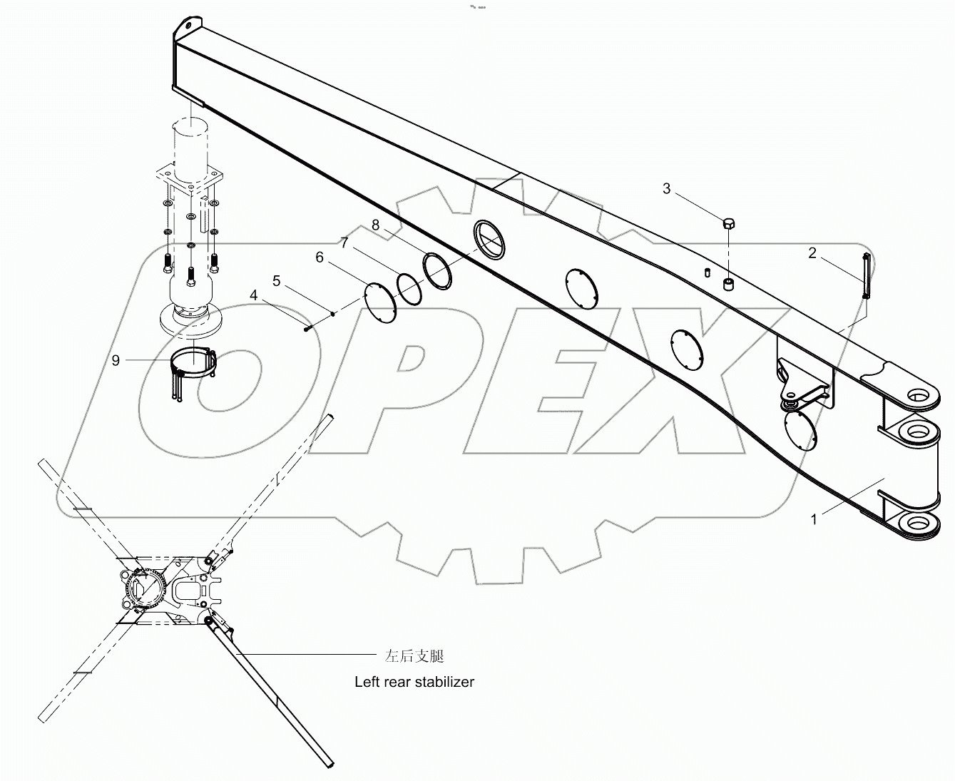  Rear left outrigger 001621203A0400000