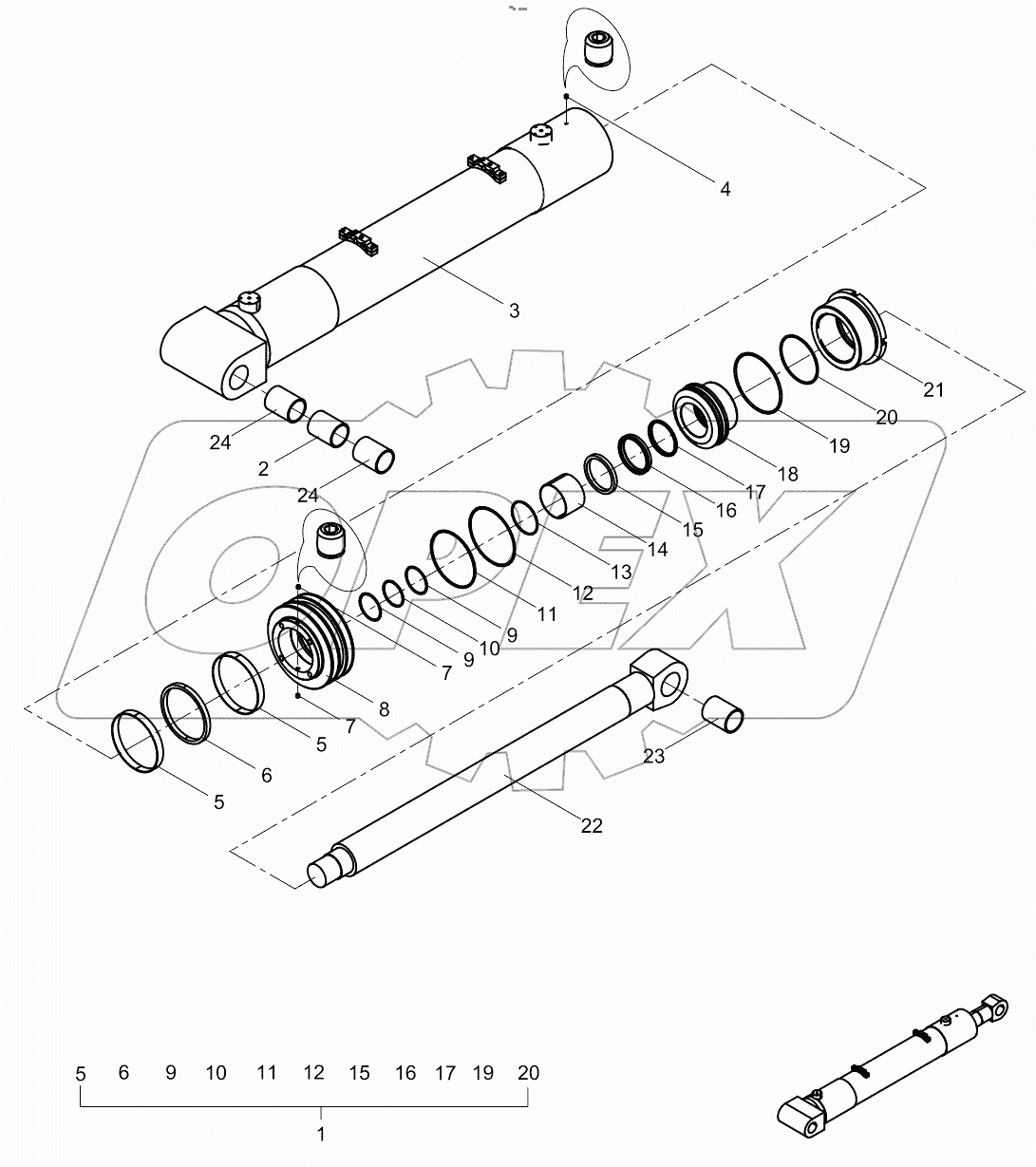  2nd boom cylinder 001621207A0200000