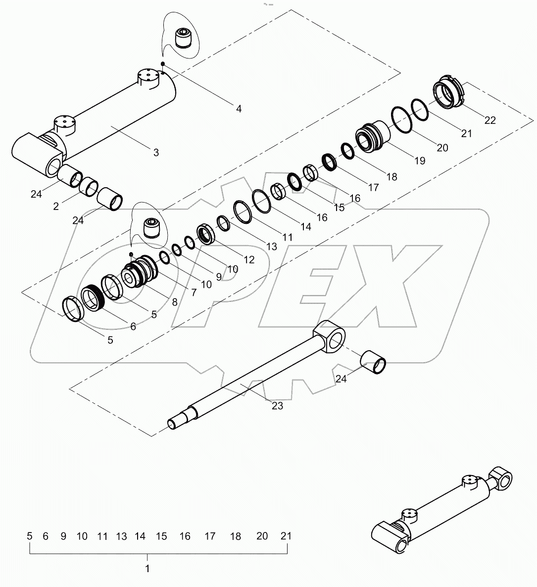  6th boom cylinder 001621207A0600000