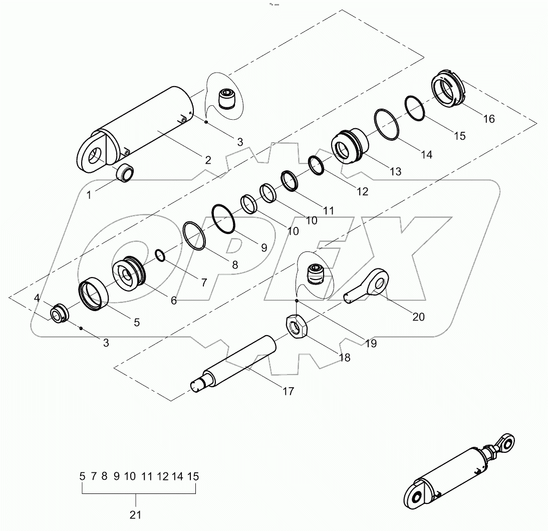 Rear outrigger swing cylinder 001607204A0200000