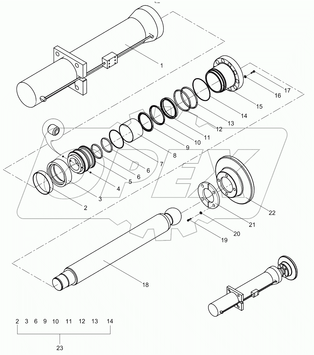  Rear outrigger cylinder (V) 001607204A0300000