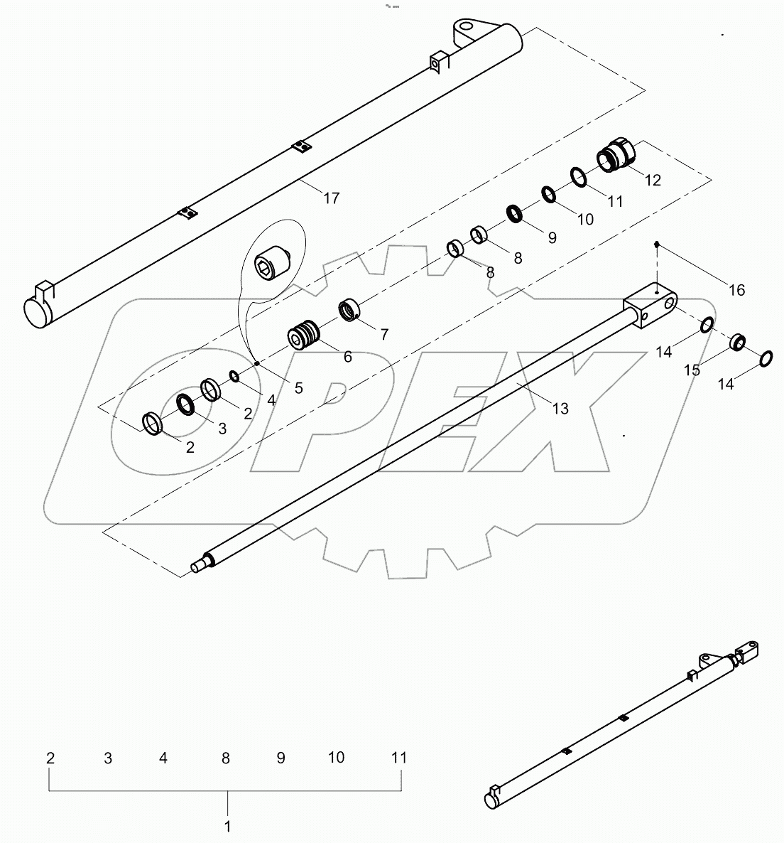  Right major pole cylinder (H) 001619004B1000000