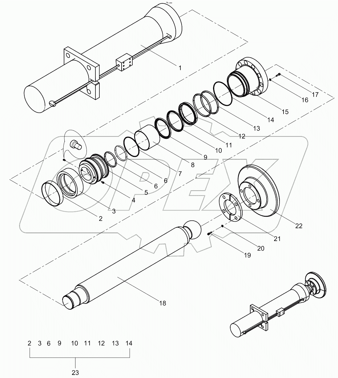  Front outrigger cylinder (V) 001613904A0300000