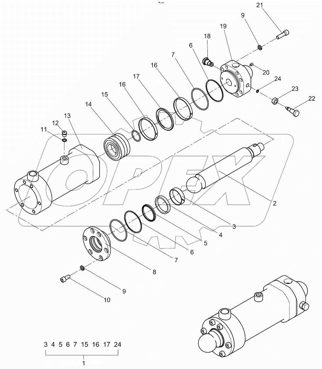  Left swing cylinder 000190201A0200000