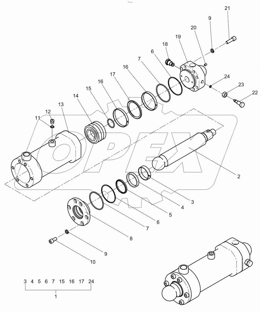  Right swing cylinder 000190201A0300000