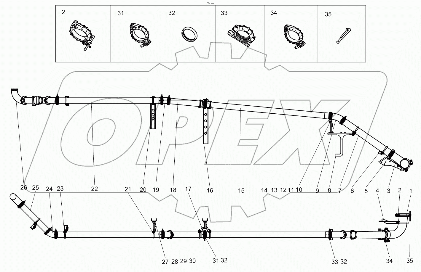  Undercarriage concrete pipe assembly 001621202A0200000