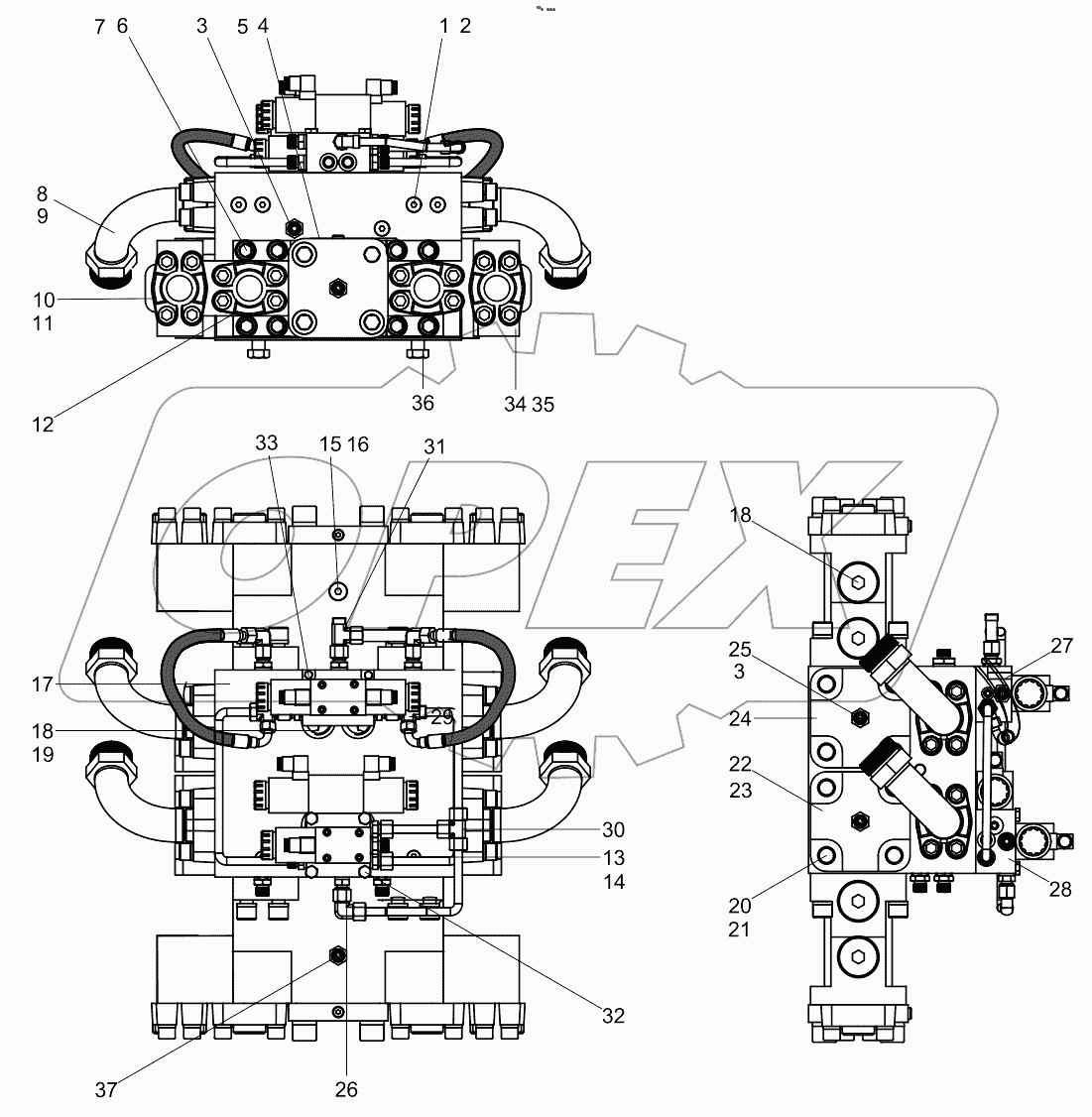  High-low pressure switch valve block 001619118A0403000