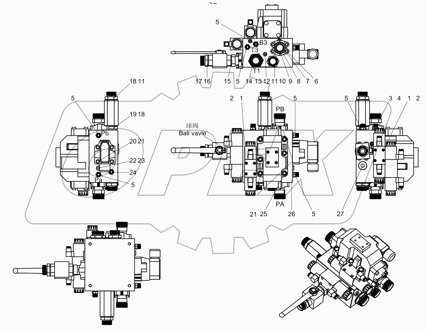  Distributing valve block 001620419A0001000