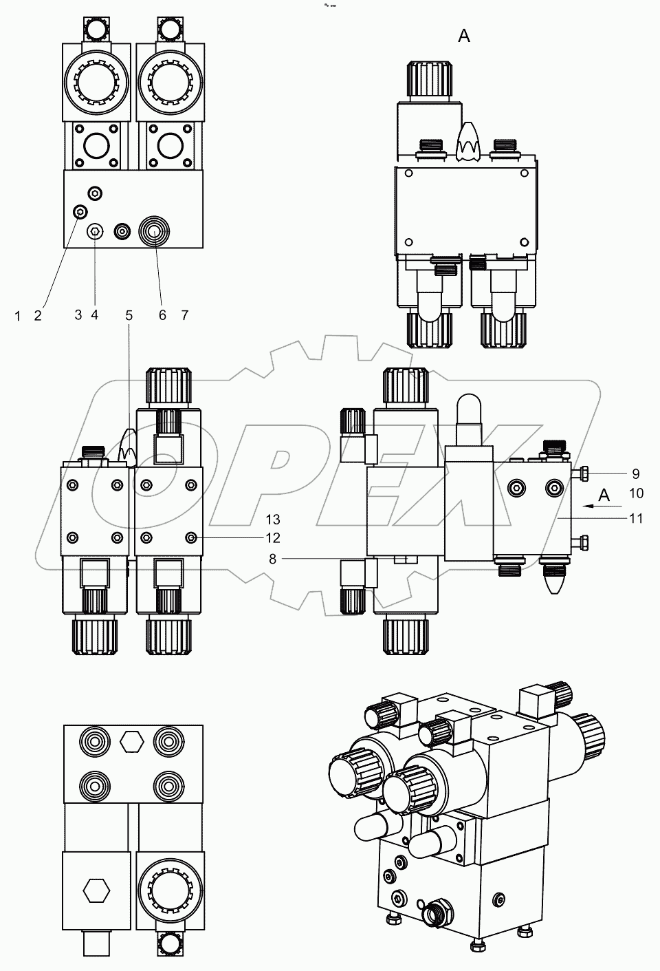  Rabbling and cleaning valve block 001607220A0010000