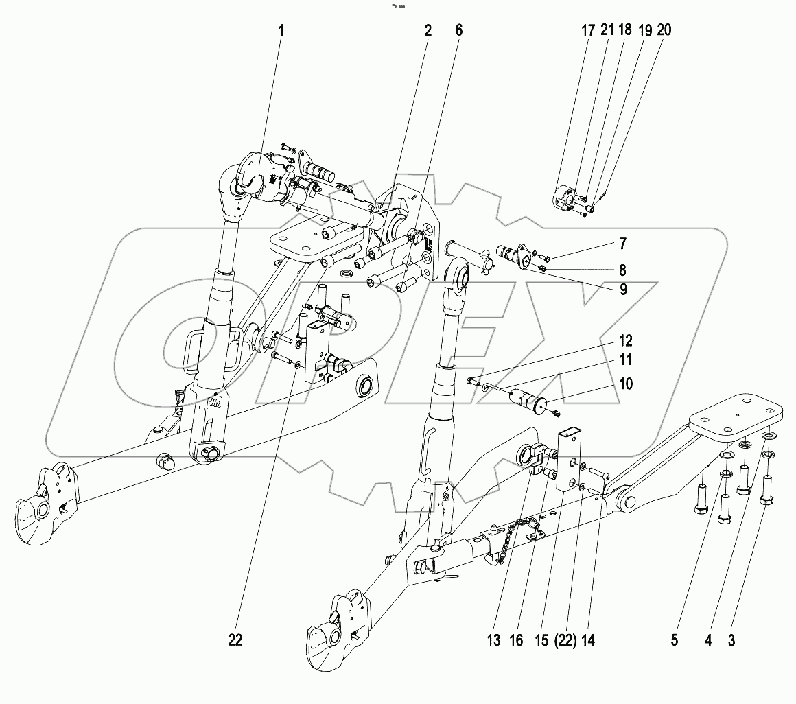  01572103200100002 Rear three point hitch assembly