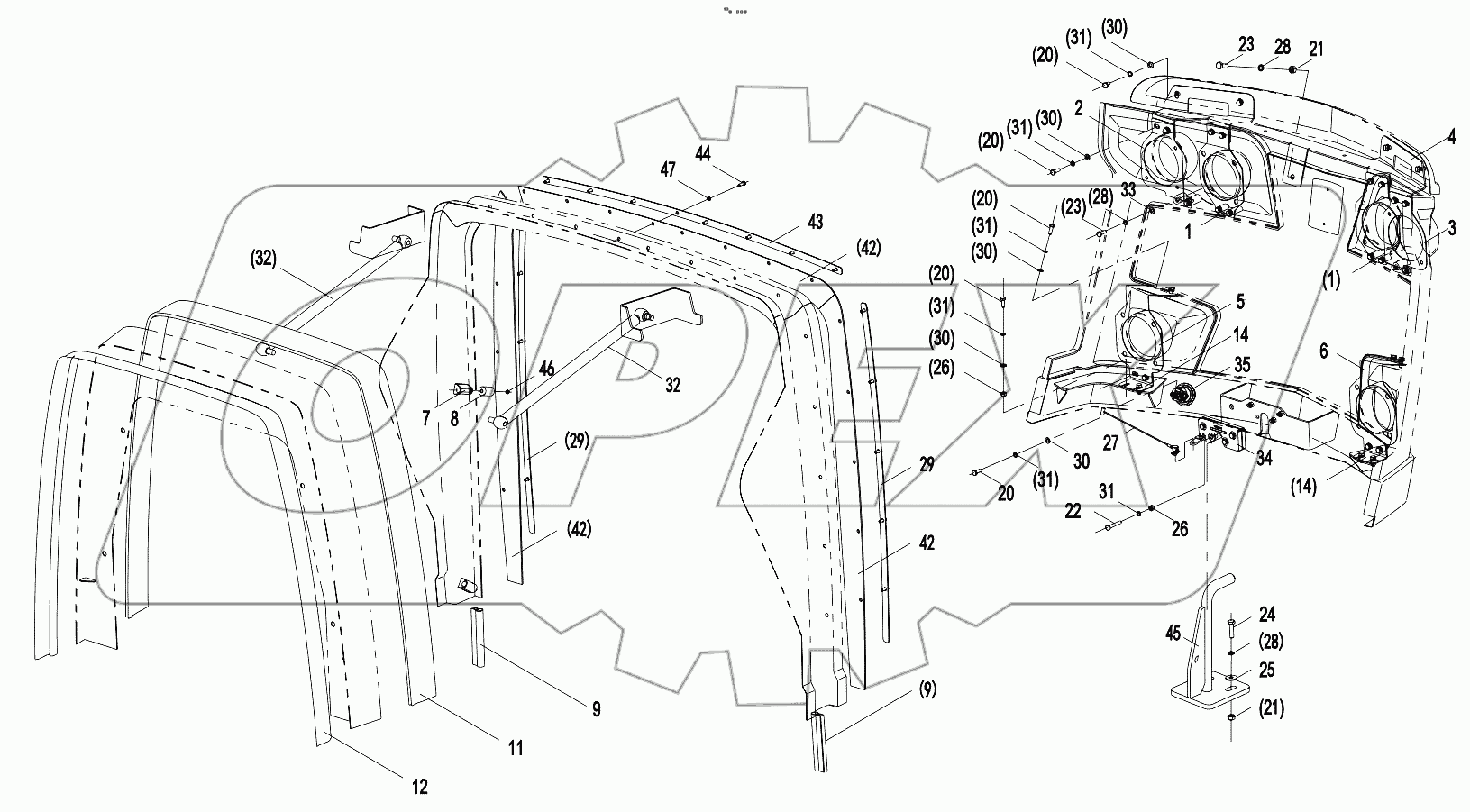  015723047LB060000 Engine hood accessories Drawbar assembly