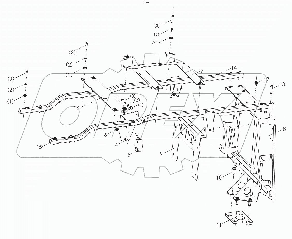 015723084LB040000 Engine accessories bracket assembly