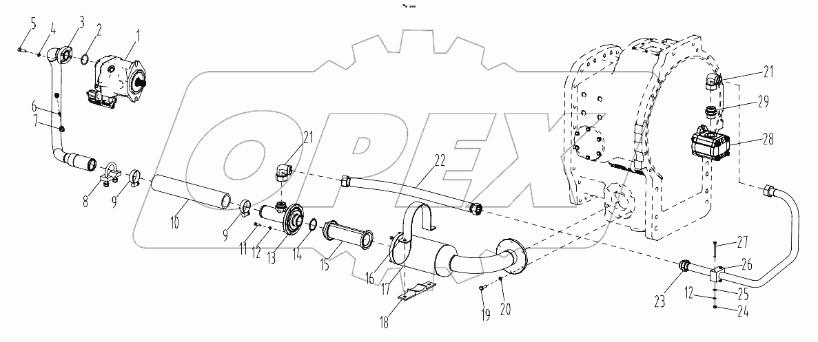  015723058LC000000_02 Pipe layout - Oil suction hydraulic system