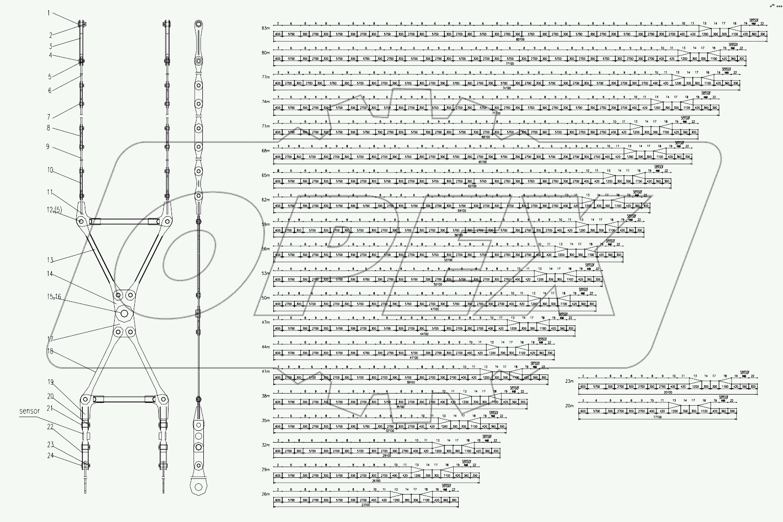  MAIN BOOM ANCHORING RODS D00663405400200001Y