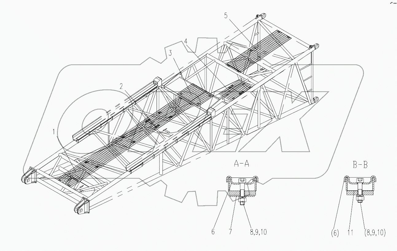  MAIN BOOM PIVOT SECTION ATTACHMENTS ASSEMBLY D00663400112400001Y
