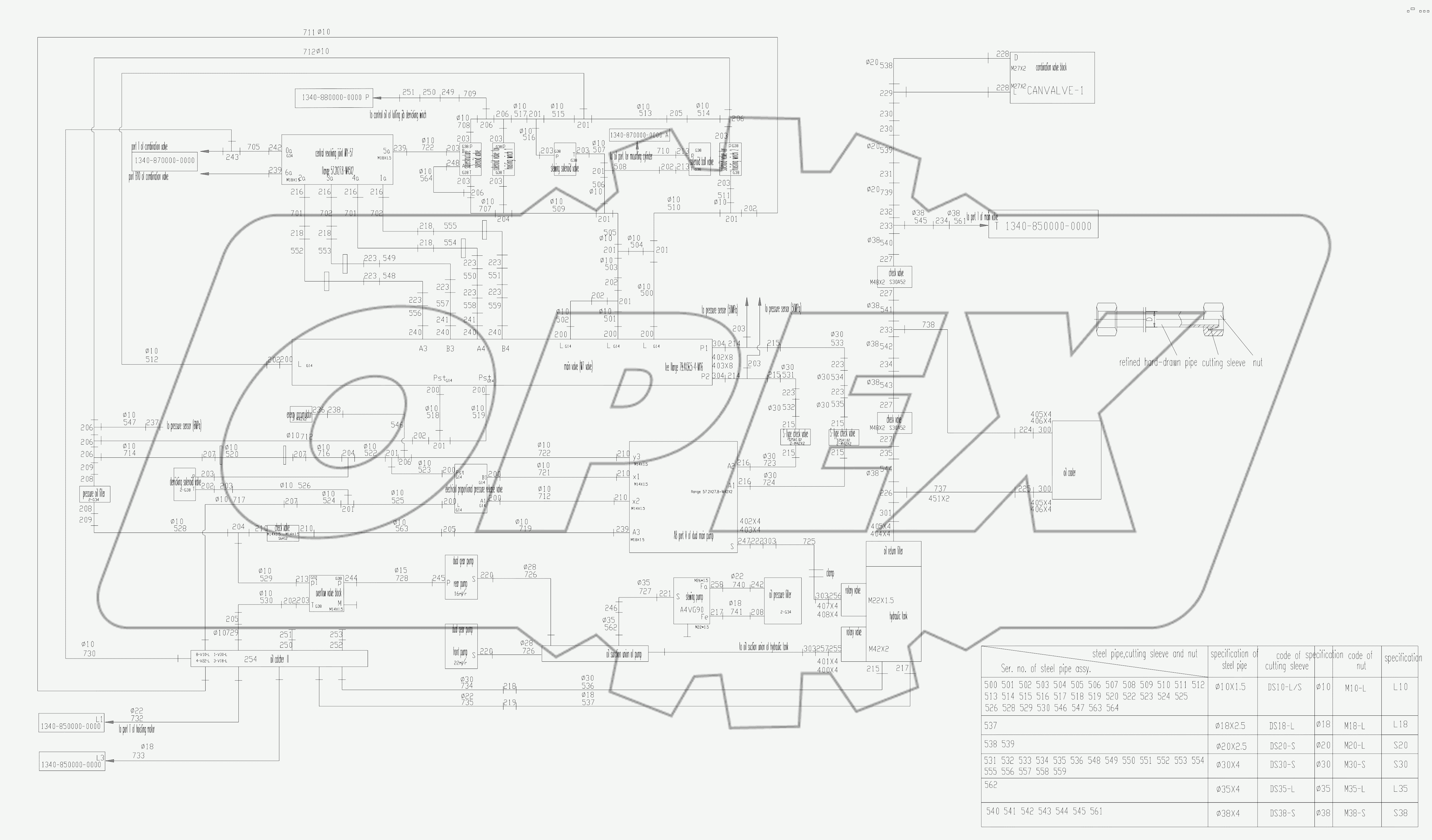  PIPE LAYOUT – SUPERSTRUCTURE HYDRAULIC SYSTEM D00663401600000001Y