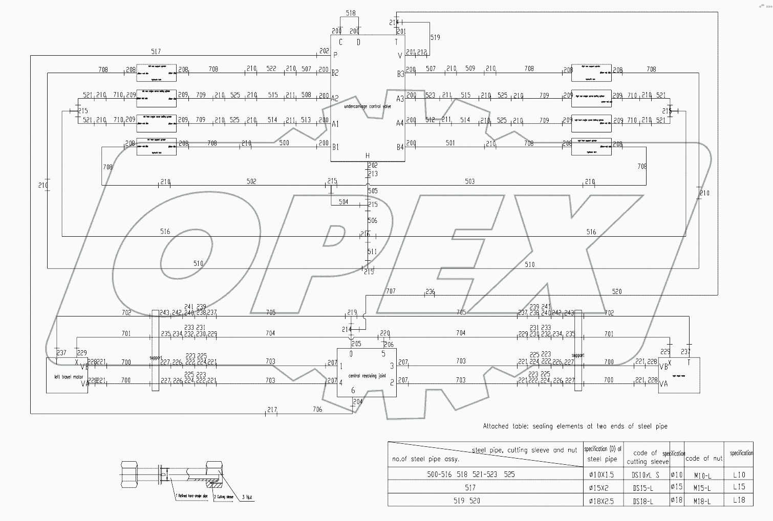  PIPE LAYOUT – UNDERCARRIAGE HYDRAULIC SYSTEM D00663401700000002Y