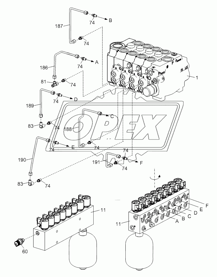 PIPE LAYOUT - SUPERSTRUCTURE HYDRAULIC SYSTEM (MAIN VALVE) D00755701620000001Y