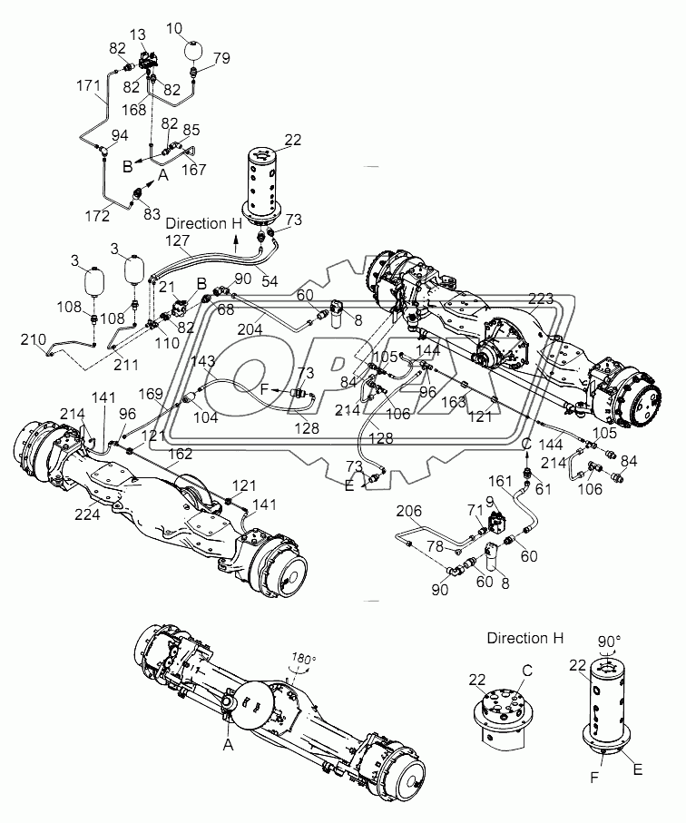 PIPE LAYOUT DRAWING, CHASSIS HYDRAULIC SYSTEM (BRAKE SYSTEM) D00755701720000001Y