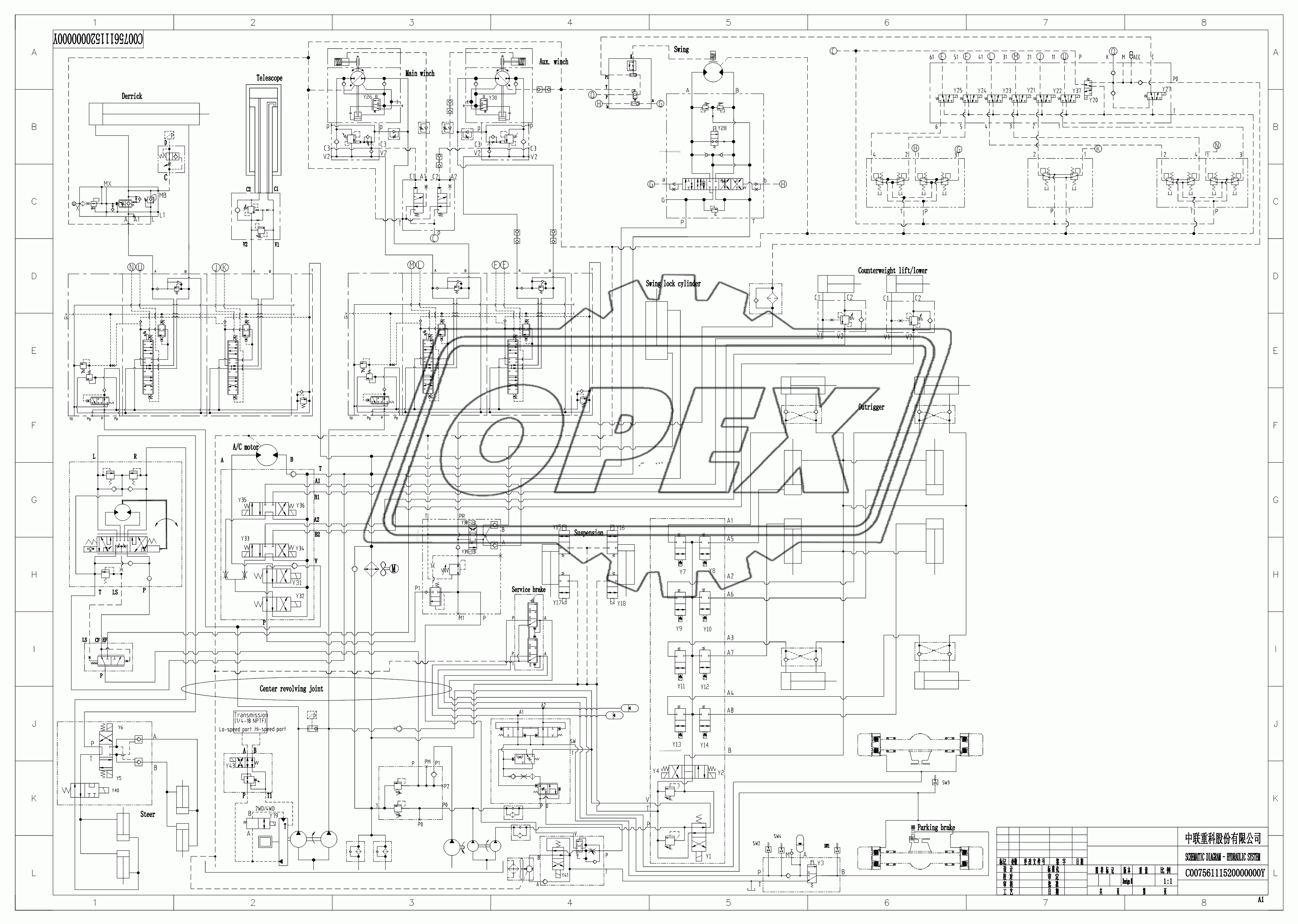 SCHEMATIC DIAGRAM-HYDRAULIC SYSTEM (RT75B)