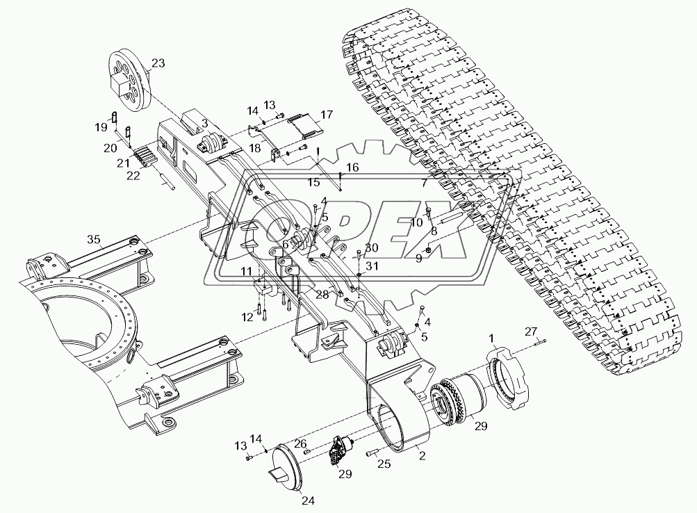 RIGHT CRAWLER CARRIER ASSY. D00663112500000000Y