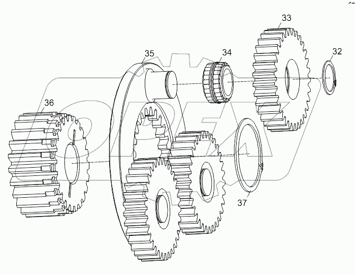 TRAVELING REDUCER (PRIMARY PLANET CARRIER ASSY.) D1030200733_100014Y