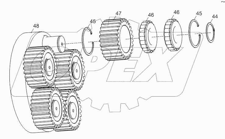 TRAVELING REDUCER (THIRD PLANET CARRIER ASSY.) D1030200733_100014Y