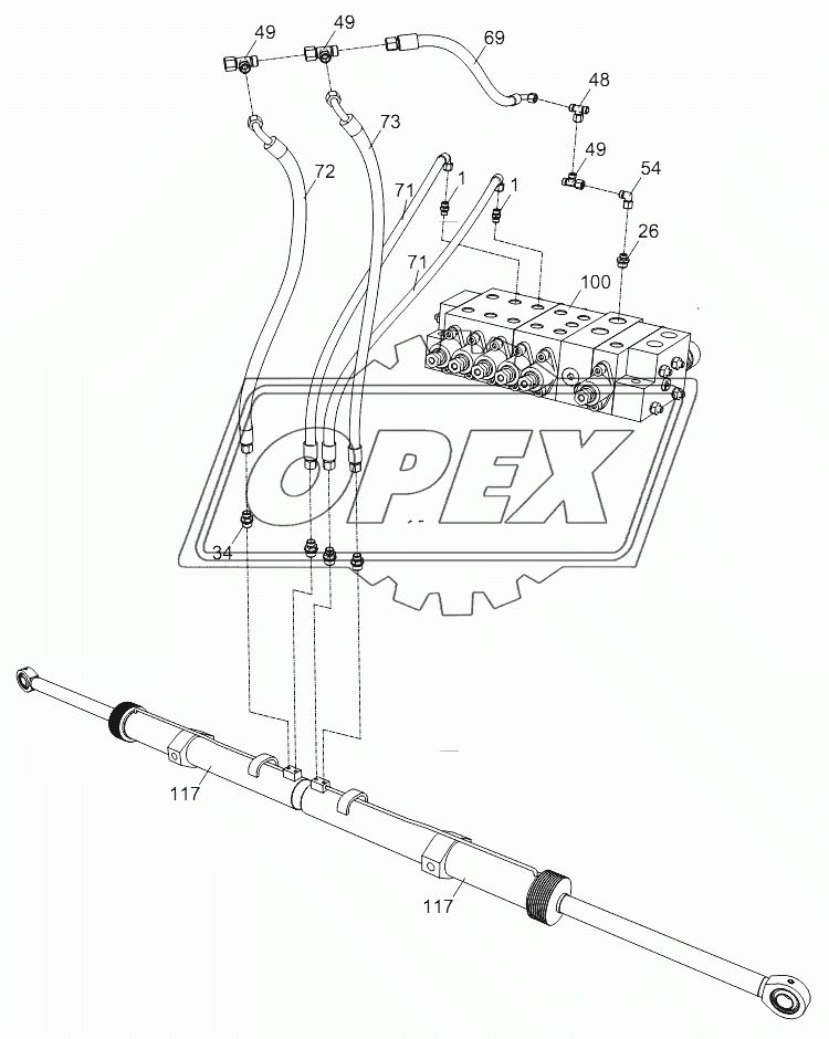 PIPE LAYOUT – UNDERCARRIAGE HYDRAULIC SYSTEM D00663111700000000Y 1