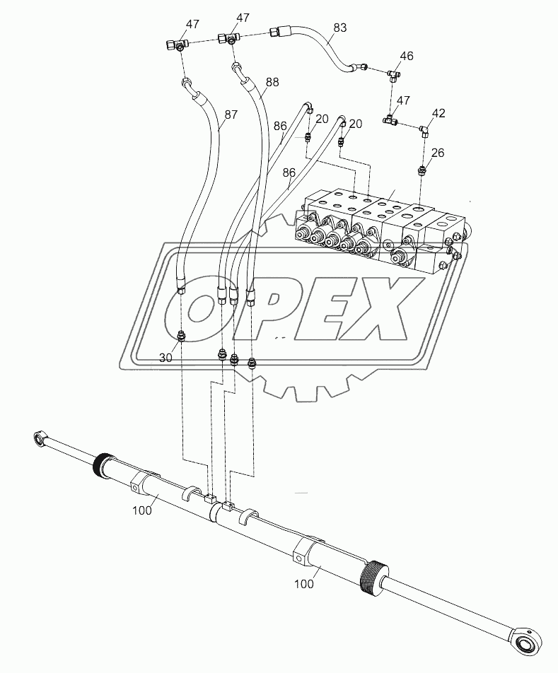 PIPE LAYOUT – UNDERCARRIAGE HYDRAULIC SYSTEM D00663111710000000Y 1