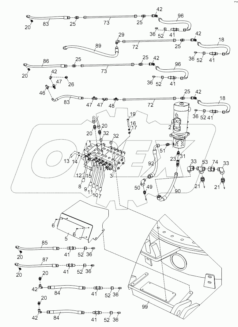 PIPE LAYOUT – UNDERCARRIAGE HYDRAULIC SYSTEM D00663111710000000Y
