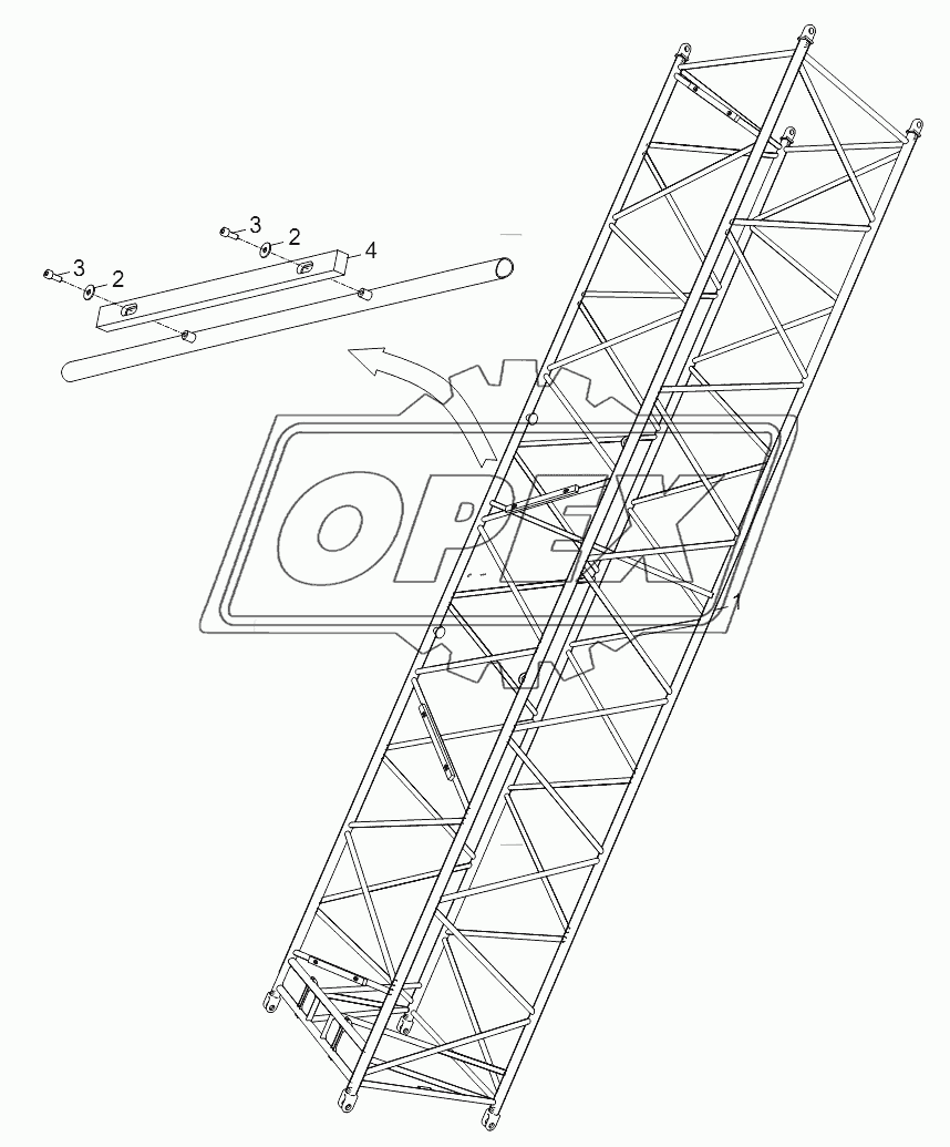 9M MAIN BOOM INTERMEDIATE SECTION A ASSY. D00663110100600000Y