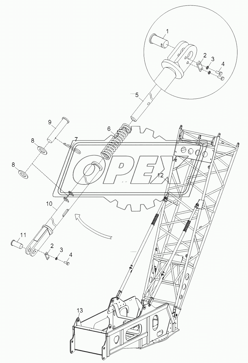 MAIN BOOM TILTING-BACK SUPPORT D00663003100200002Y