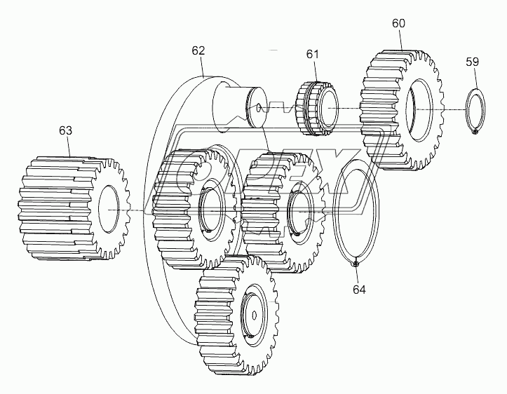 WINCH REDUCER (SECONDARY PLANET CARRIER ASSY.) D1030201281_100014Y 1