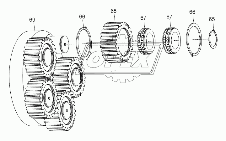 WINCH REDUCER (THIRD PLANET CARRIER ASSY.) D1030201281_100014Y 1