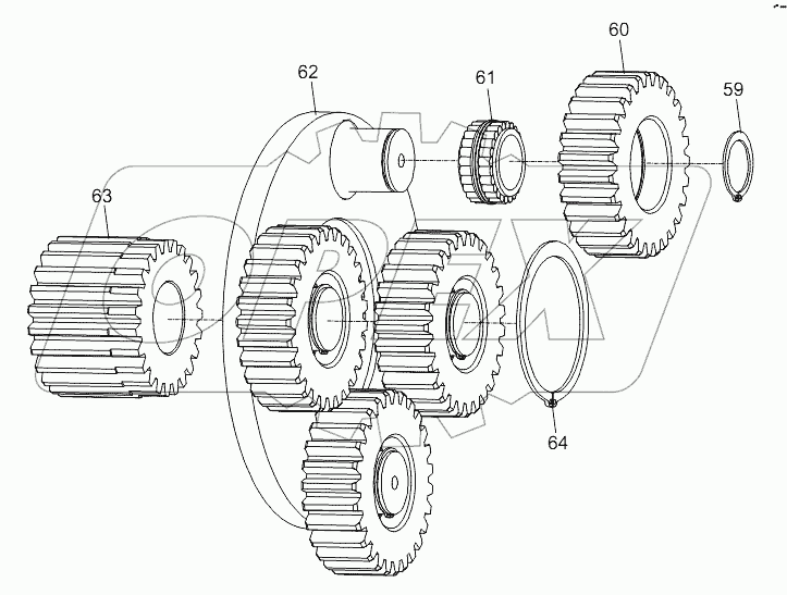 WINCH REDUCER (SECONDARY PLANET CARRIER ASSY.) D1030201281_100014Y