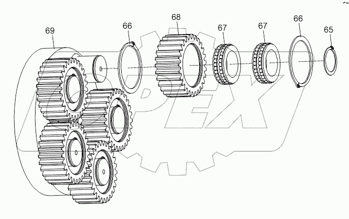 WINCH REDUCER (THIRD PLANET CARRIER ASSY.) D1030201281_100014Y
