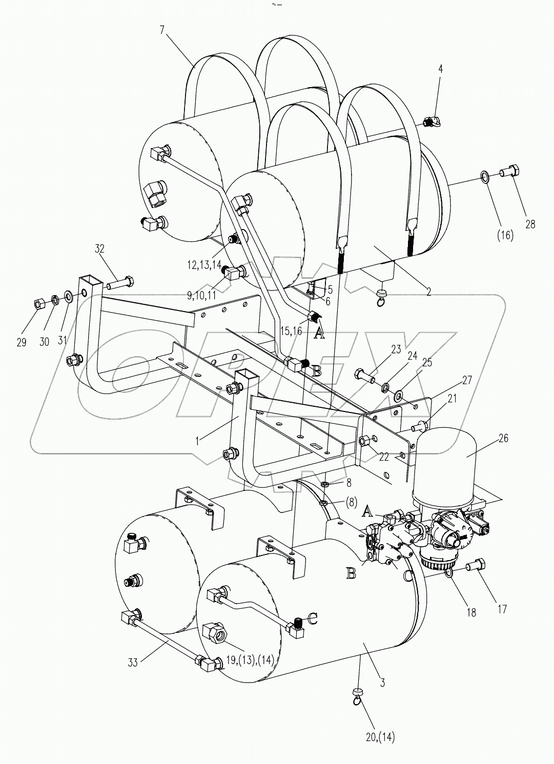  AIR RESERVOIR AND VALVE BLOCK ASSY. D00672403501000001Y
